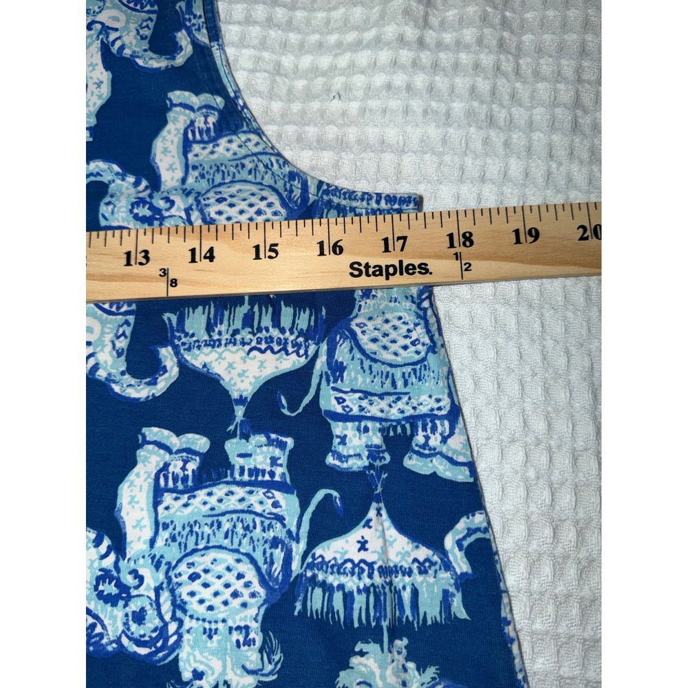 Lilly Pulitzer Dress Womens M Blue Elephant Print Pima Cotton Strappy Back Mini - Picture 5 of 6